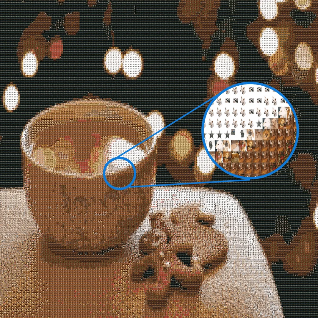 Mosaic effect with a zoomed out section